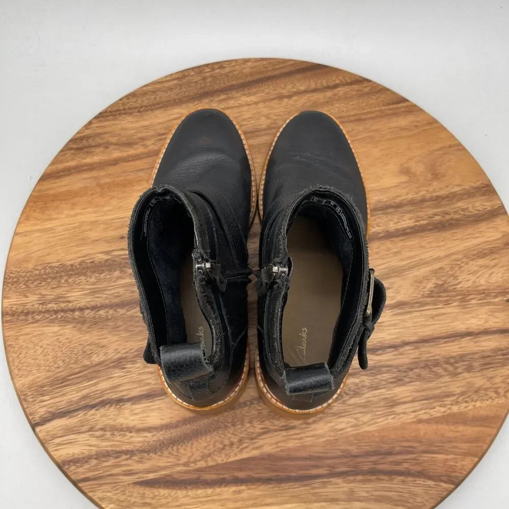 Clarks Cologne Boots Womens Size 8 M Black Leather Casual Comfort Going Out